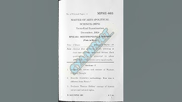 MPSE-003: WESTERN POLITICAL THOUGHT (Plato to Marx) || December 2024 || IGNOU #ignouexam #shorts #MA