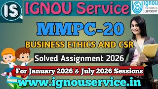 IGNOU MMPC-20 Solved Assignment 2026 for January 2026 and July 2026 Sessions