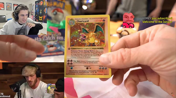 xQc Reacting to Logan Paul Pulling 1st Edition Holo Charizard