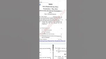 Compuational Methods And Programming-II MDU MSc 2014 Question Paper