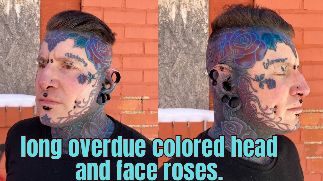 Colored head and face roses #ink #inked #tattoo - YouTube