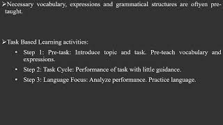 Applied Linguistics - Lesson 20 - Methods of Teaching - Task-Based Learning