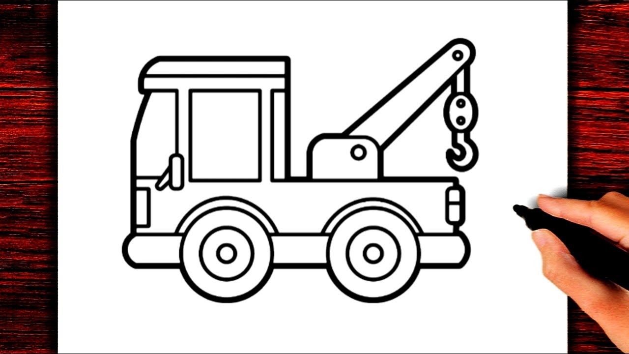 How To Draw Crane Truck Step by Step YouTube