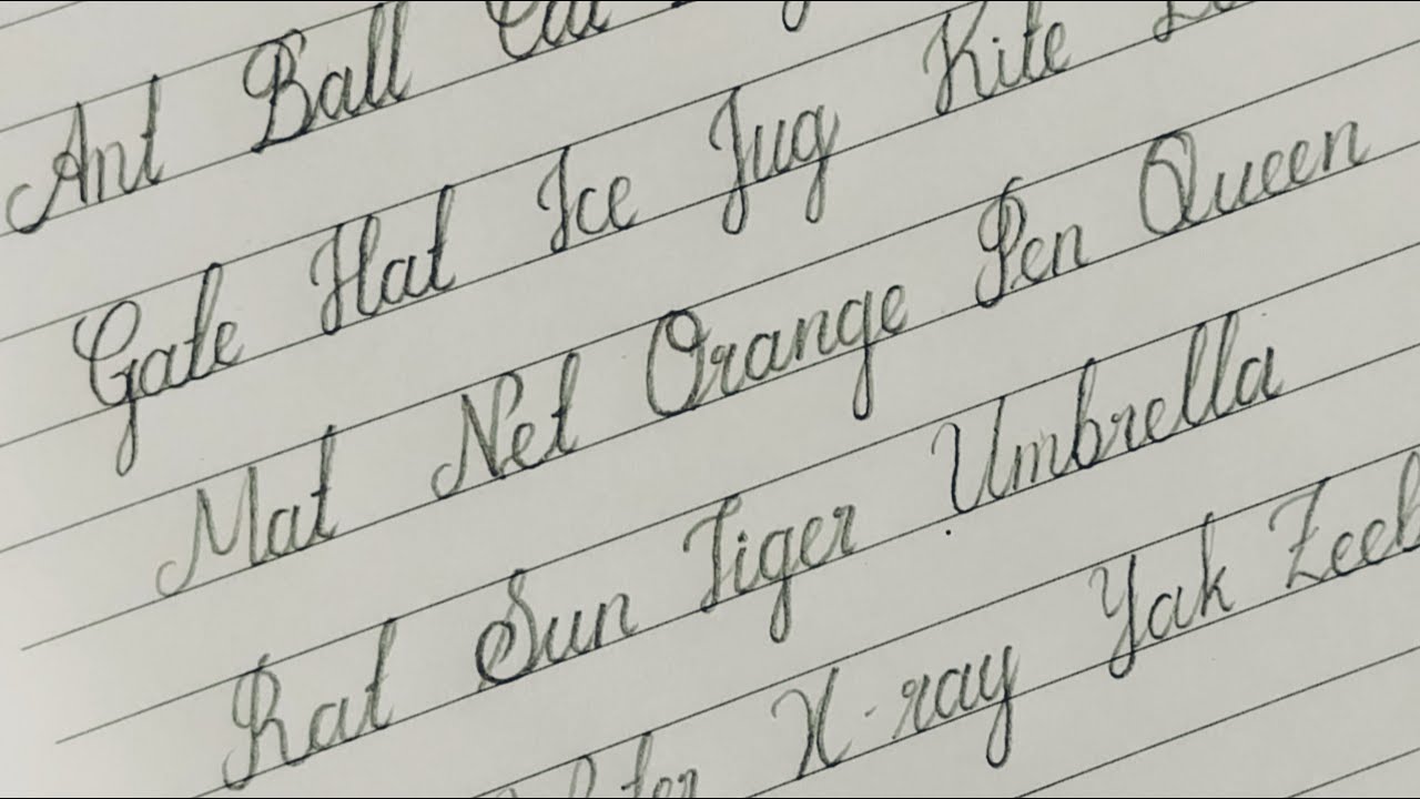 English cursive writing practice for beginners| A - Z simple words writing in cursive