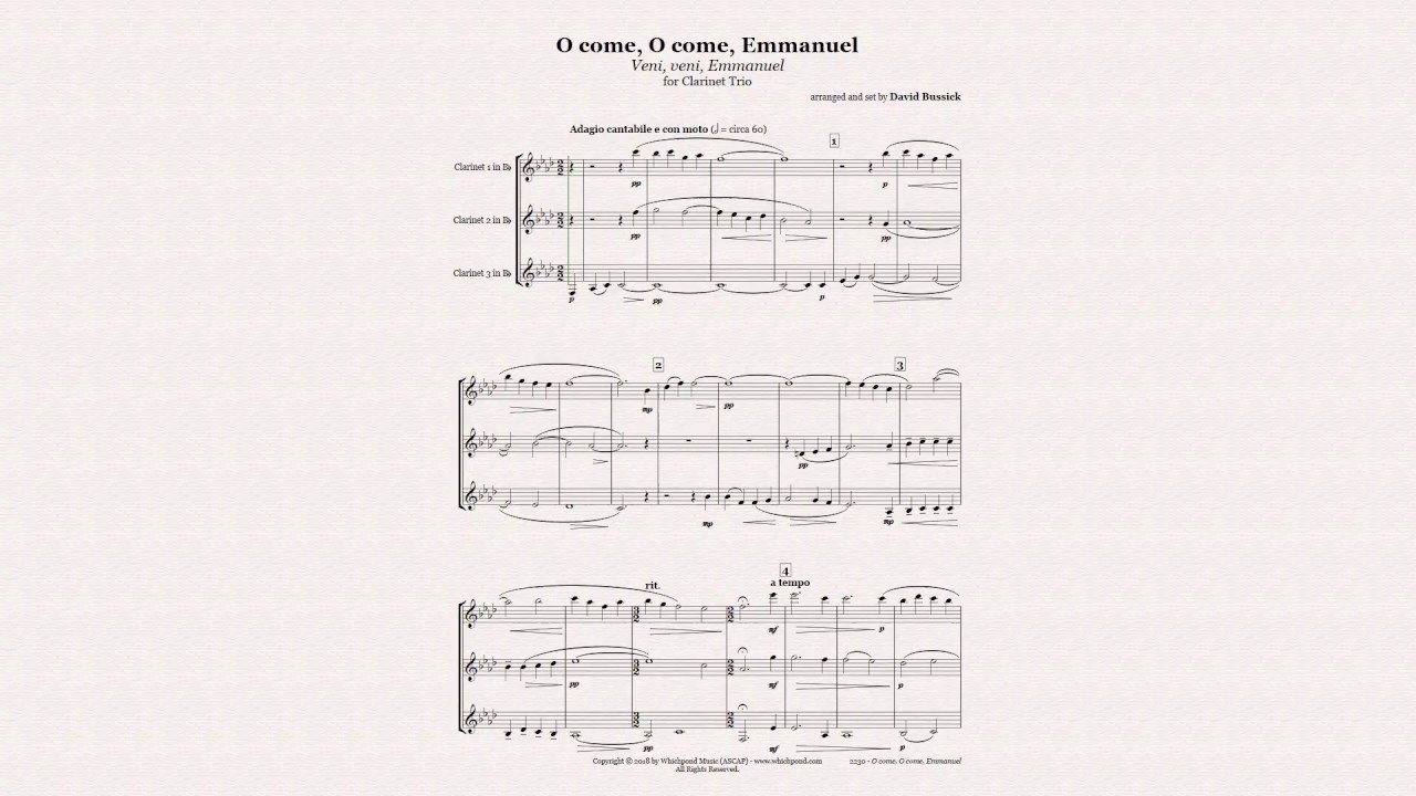 O Come Emmanuel Trio Christmas Sheet Music YouTube