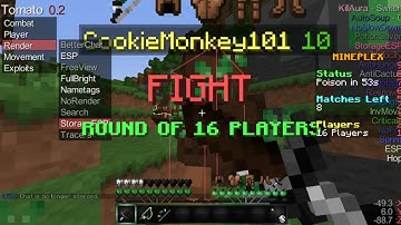 Hacking on Mineplex #7 - KILLING A YT RANK! [Gladiators] [Tomato Client] [HD]