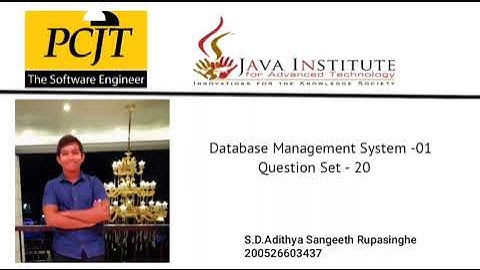 DBMS Question Set 20 | 1st year | Semester 01 | Java Institute | Adithya Rupasinghe
