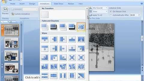 PowerPoint 2007 Add Slide Transition