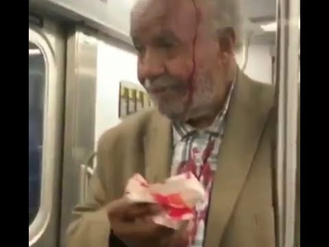 Women hits man on head with stiletto heels On Nyc subway