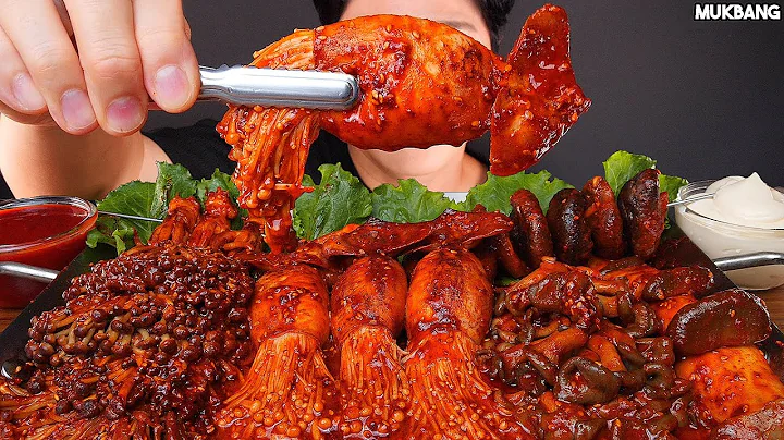 ASMR MUKBANG | 직접 만든 버섯 해물찜 🍄🦑 오징어 팽이버섯 소스 퐁당! 먹방 SPICY MUSHROOMS SQUID ENOKI MUSHROOM