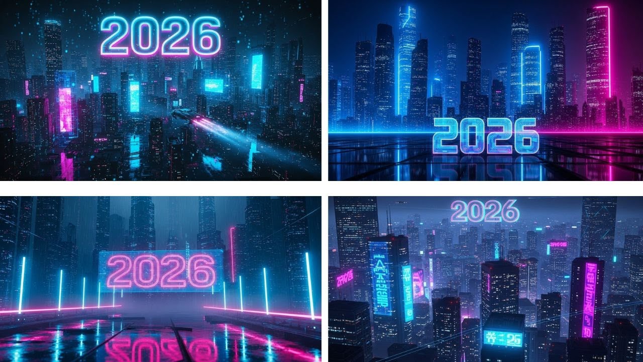 The Year 2026 Futuristic Neon Cyberpunk | Abstract  | Wallpapers | TV ART | AI ART