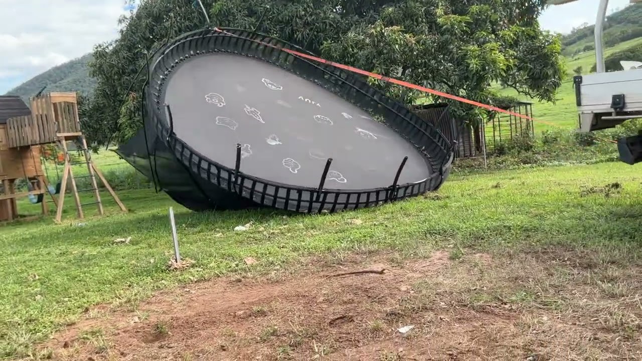 Flipping my Trampoline back over after a storm