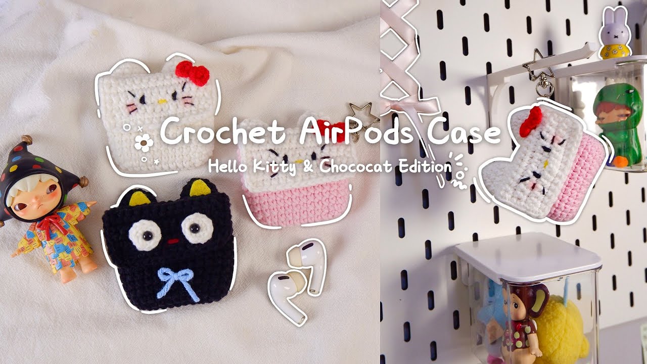 ₊˚.🎧 CROCHET AirPods Case | Super Cute & Beginner Friendly (Hello Kitty & Chococat Edition)