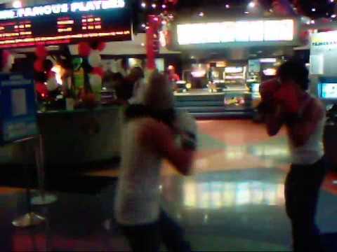 Troy and Tyler boxing match in movie theatre