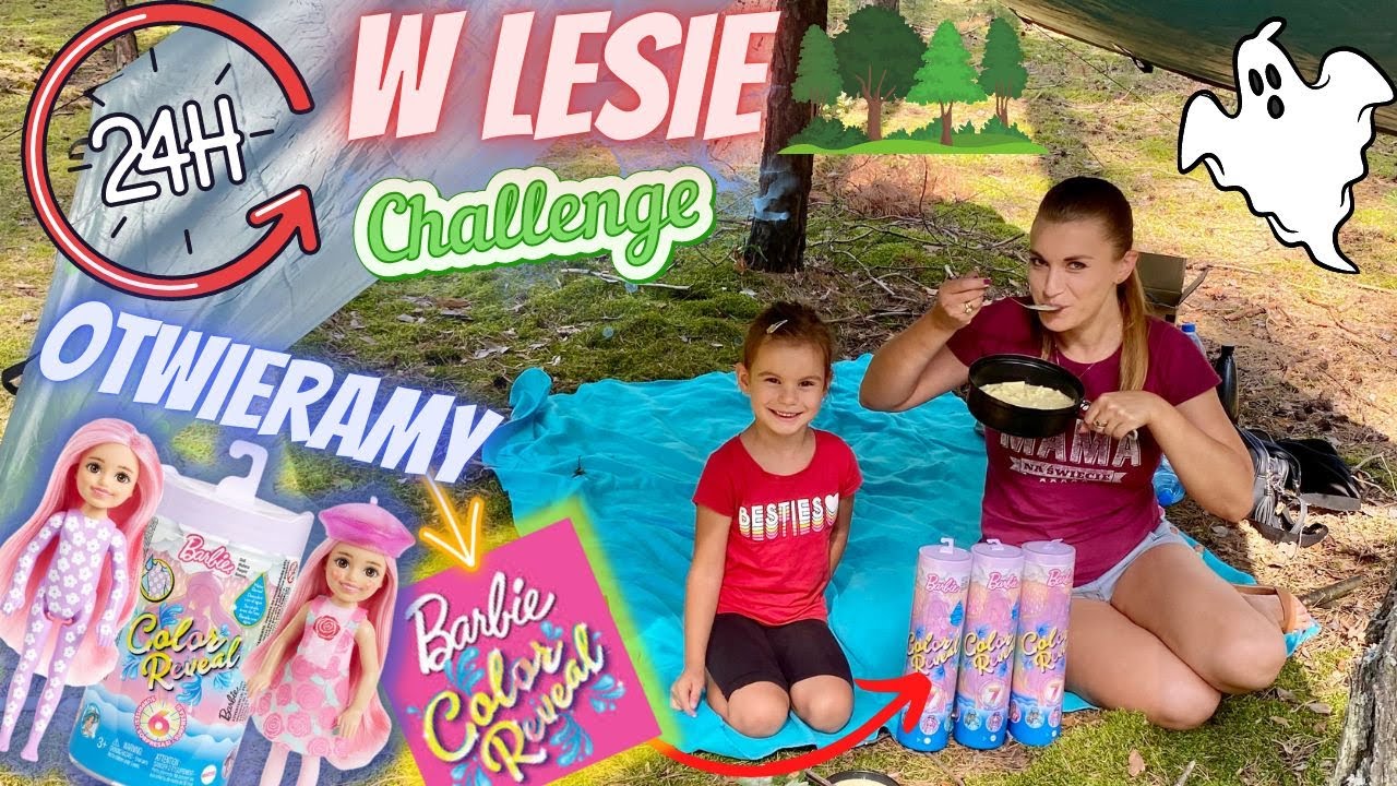 Spędziłyśmy 24h w lesie👀🌲🌳 Otwieramy Barbie Color Reveal Słońce i Deszcz🤩🔥 Challenge z Mamą💖🌸