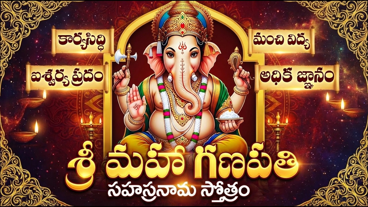 శ్రీ మహా గణపతి సహస్రనామ స్తోత్రం | 1000 Names Of Vinayaka | Sri Vinayaka Sahasranamam Telugu