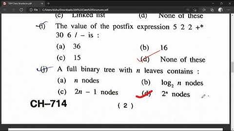 SOLVED | BCA 2nd SEMESTER HPU | DATA STRUCTURE | PREVEOUS QUESTION PAPER