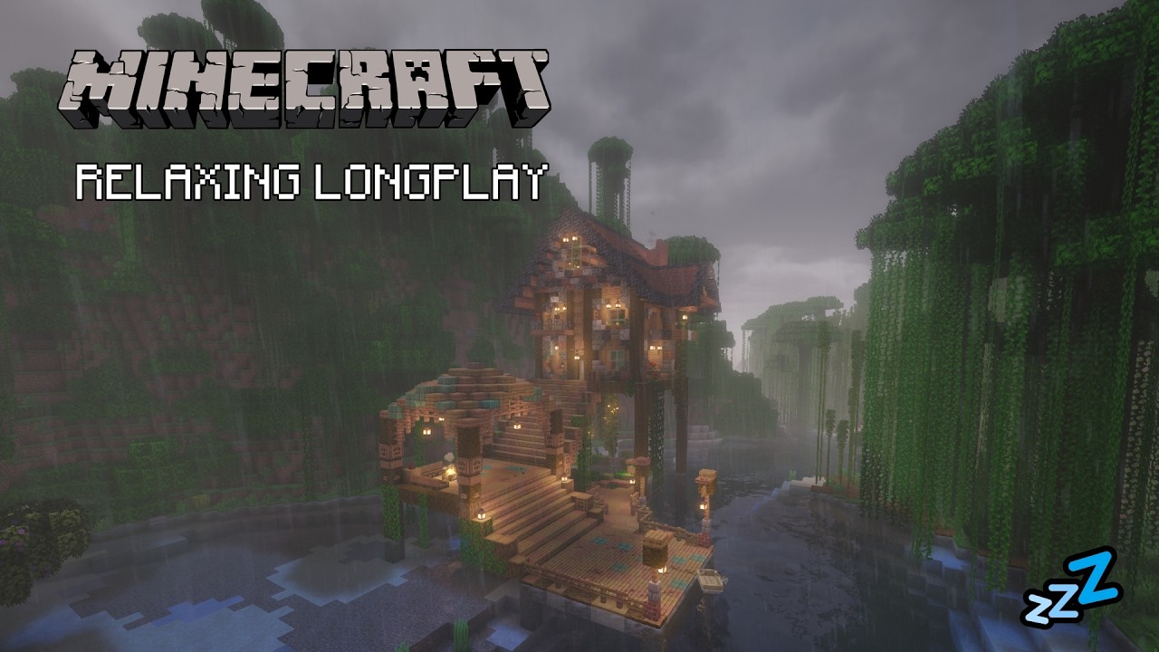 Minecraft Relaxing Longplay - Rainy Forest - Cozy Wooden House (No Commentary) 1.21