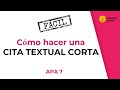 📗📐 Cómo hacer una cita textual con menos de 40 palabras FÁCIL 2021 (cita directa corta APA 7)