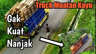 Truk muatan kayu gagal nanjak,tanjakan warung kobong,masaran