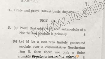 MSc Mathematics 2nd Sem Advance Algebra Question Paper