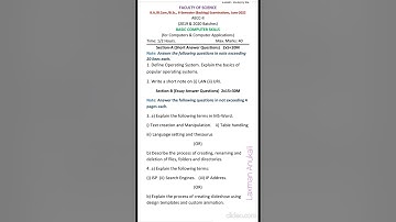 2nd semester AECC-II |0B.A./B.Com/B.Sc|basic computer skills (for Computers & CA) model paper 2022