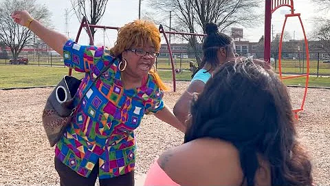 Auntie takes the kids to the park