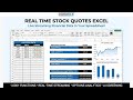 Real Time Stock Quotes Excel