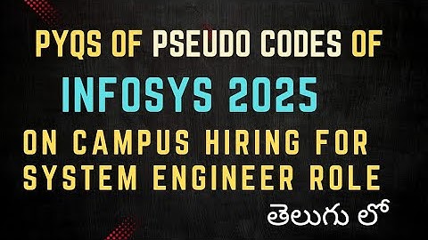 Infosys Pseudocodes questions for system engineer PYQs in Telugu #infosys #pseudocode#subscribers#yt
