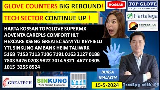 Daily KLSE BURSA UPDATE - 15-5-2024💥GLOVE COUNTERS BIG REBOUND!💥TECH SECTOR CONTINUE UP !💥HARTA