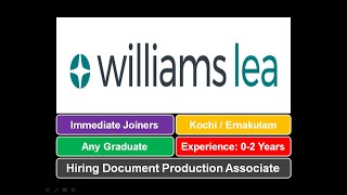 Jobs in Kerala BPO Jobs Fresher Jobs WilliamsLea Document Production Associate Non-Voice