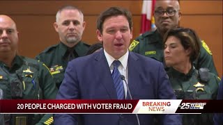 Gov. DeSantis announces 20 people charged, to be arrested for voter fraud, some from Palm Beach C...