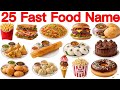 25 Fast Food Name English in Hindi with Pictures | 25 फास्ट फूड के नाम | Jaya Study Class Hindi