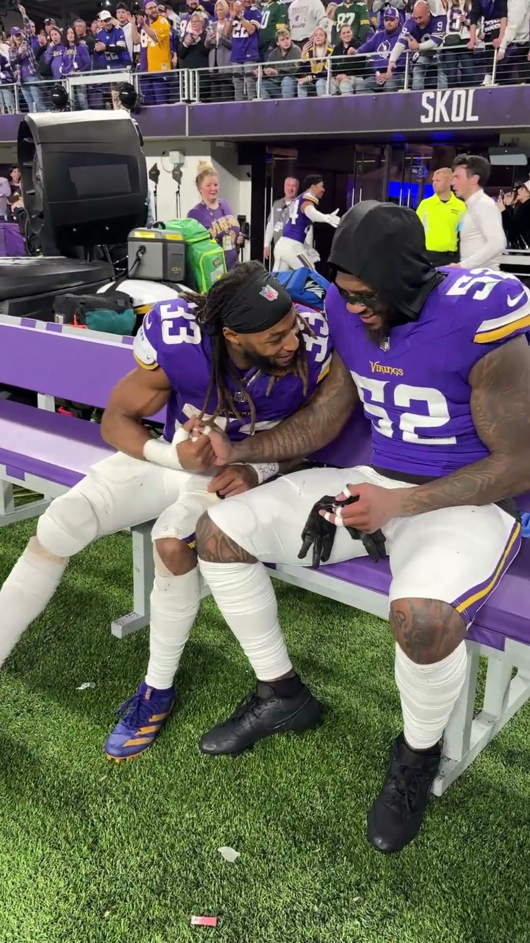 Nothing like celebrating a win over the Packers with your teammate ?