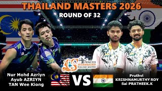 Ayub AZRIYN / TAN Wee Kiong vs Pruthvi / Sai PRATHEEK | Thailand Masters 2026 Badminton