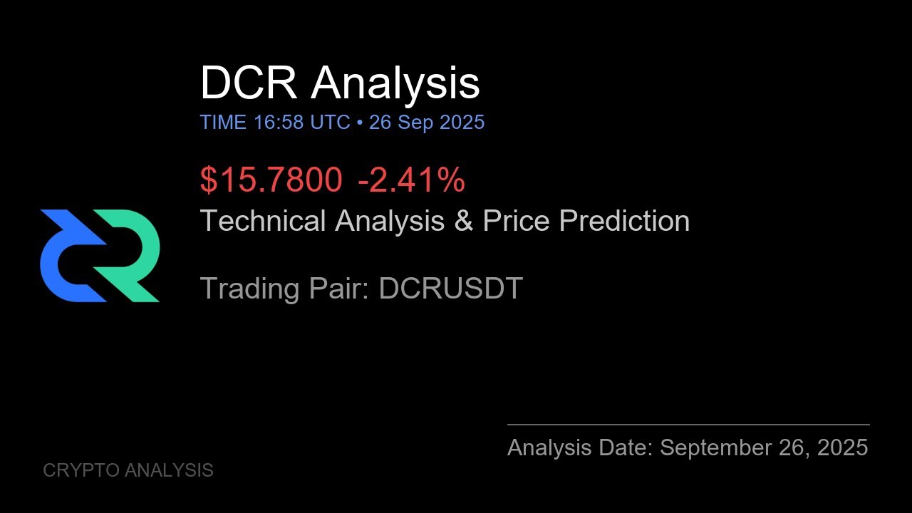 DCR (DCRUSDT) Technical Analysis - Price Prediction & Buy or Sell September 26, 2025
