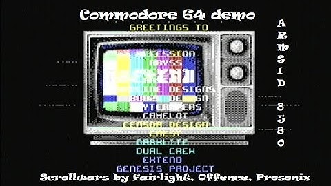 COMMODORE 64 - DEMO SCROLLWARS BY FAIRLIGHT, OFFENCE, PROSONIX WITH ARMSID 8580