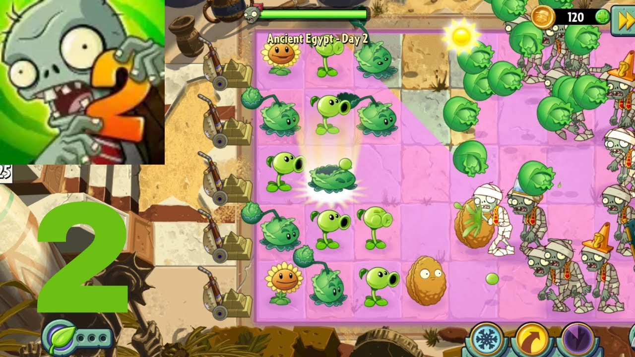 Plants Vs Zombies 2 - Gameplay Walkthrough Part 2 - Stage Ancient Egypt ...