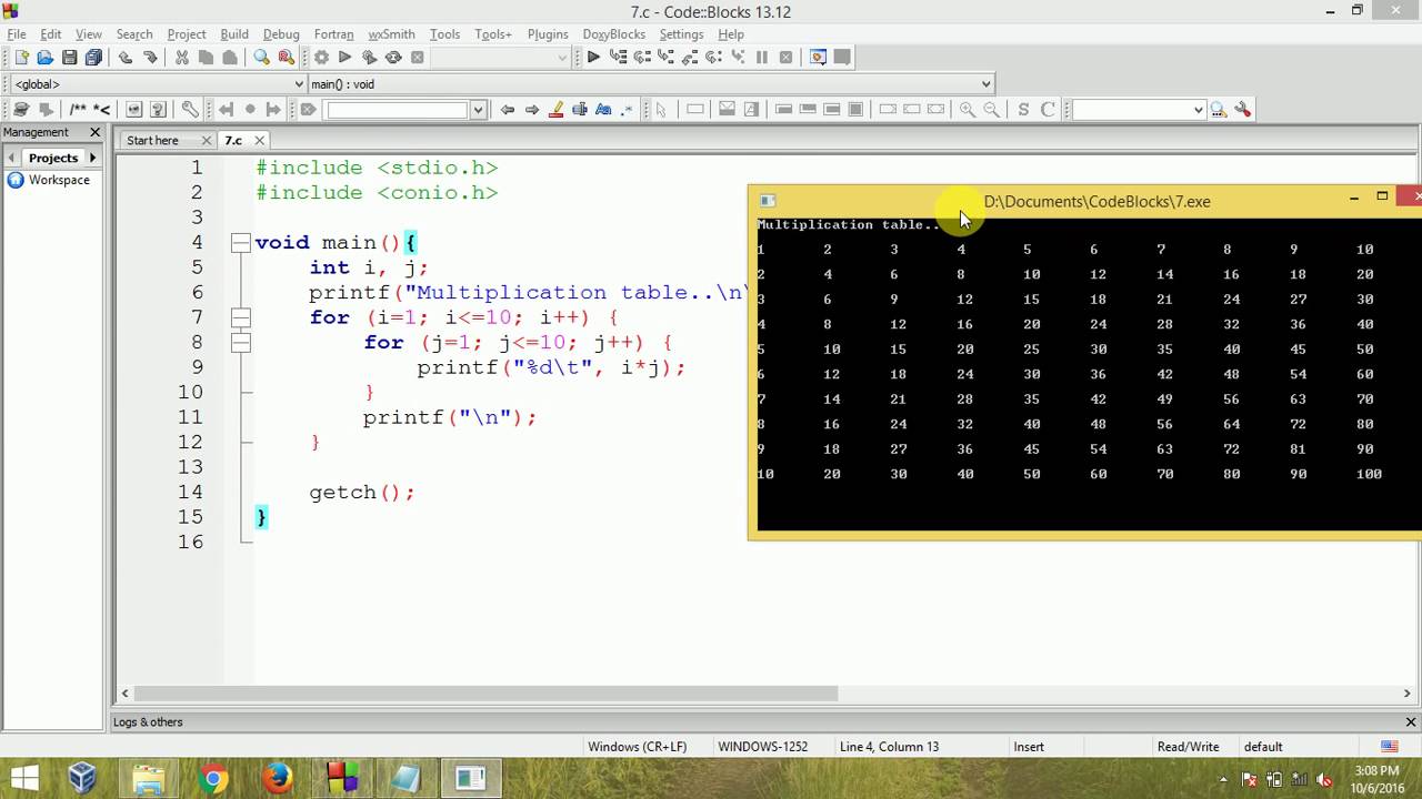 Python Multiplication Table Nested Loop