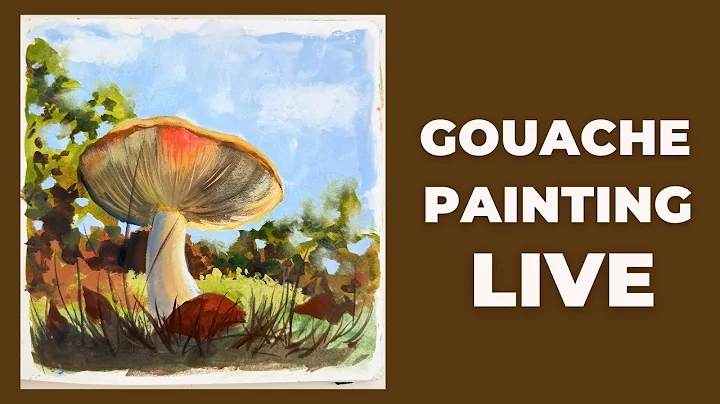 How to paint mushrooms - real time gouache painting tutorial