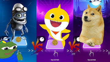 Crazy Frog vs Baby Shark vs Doge meme dance | Tiles Hop EDM Rush!