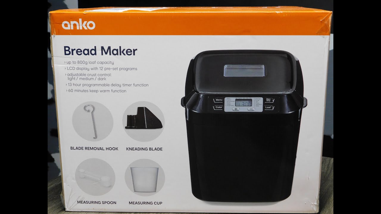 Anko Bread Maker - Black Premium Automatic Bread Maker Machine