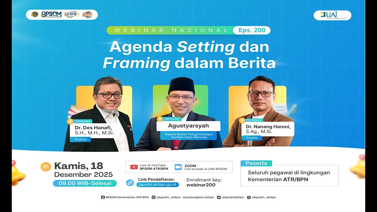 Webinar Nasional : Agenda Setting dan Framing dalam Berita