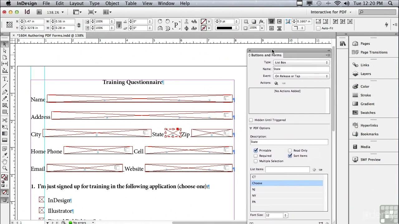 tutorial adobe indesign Authoring PDF Forms Right YouTube