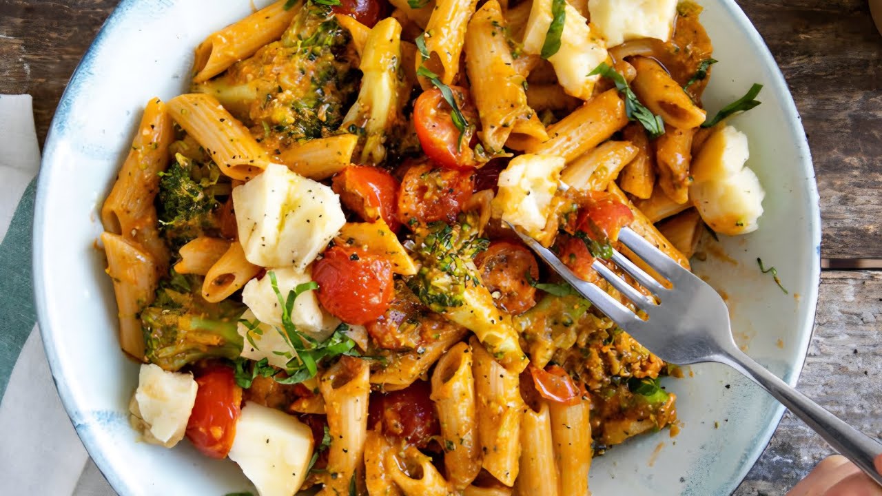 Creamy Vegetarian Pesto Penne            Romige Vegetarische Penne met Pesto