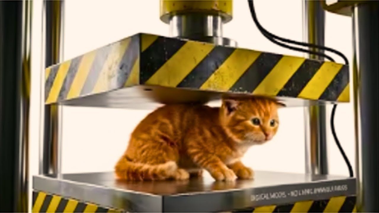 Kitten VS Hydraulic Press   AI ASMR, Ultimate Oddly Satisfying