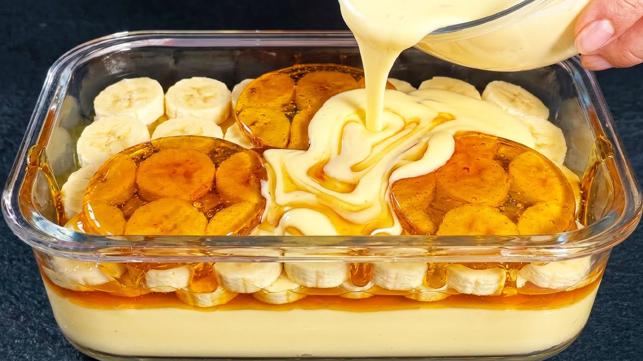 Легкий домашний десерт из БАНАНОВ! Изысканный королевский десерт к чаю! Выпечка не требуется!