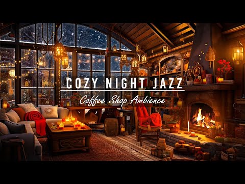 Cozy Smooth Jazz Music & Snowfall Cafe Ambience | Relaxing Smooth Piano Jazz Music for Study, Sleep