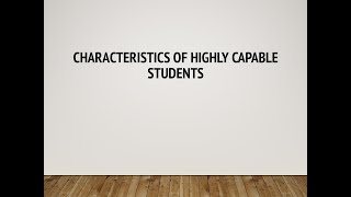 Hi Cap Parent Night | Hi Cap Student Characteristics | Section #6