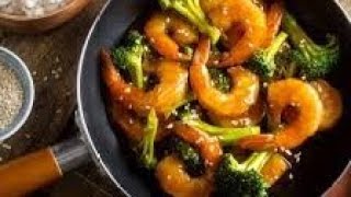 الجمبري(الروبيان) مع البروكلي والثوم وصفة صحية وسهلةولذيذة Stir fried broccoli with shrimp recipe